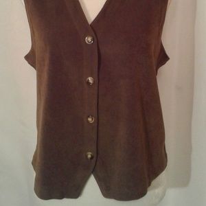 ORVIS Brown Suede Sleeveless Vest Small